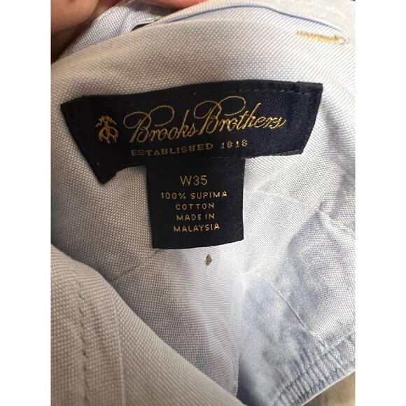 Brooks Brothers Supima Cotton Khaki Tan Pleated Shorts Size 35 - Picture 7 of 7